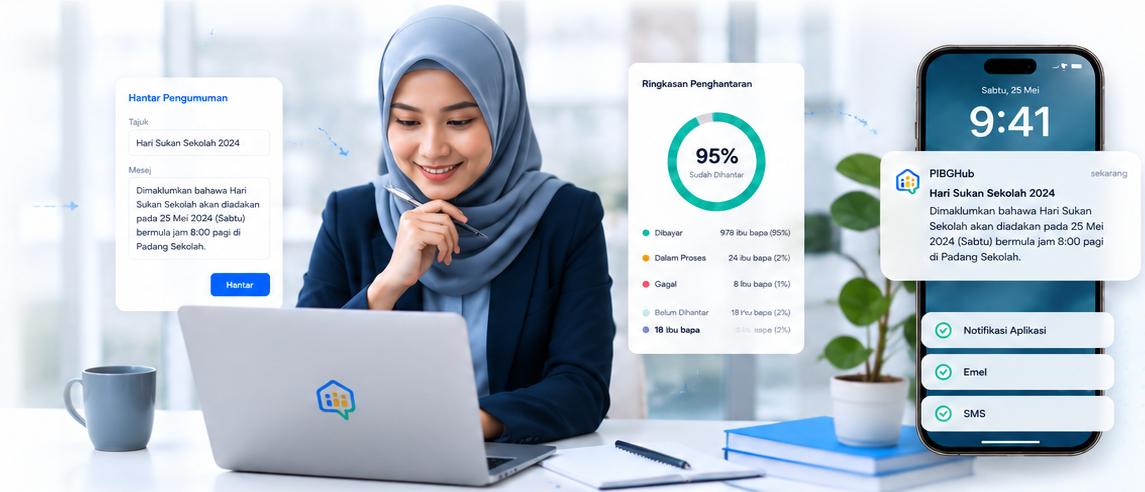 Guru menghantar pengumuman melalui PIBGHub